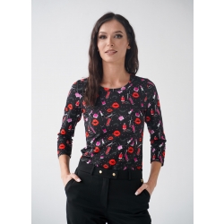 Koszulka Slim czarny Make-Up Print