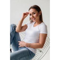 128-R Koszulka V-neck SLIM biała