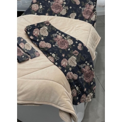 Peniuar tunika welur zatrzaski w kwiaty