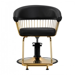 Fotel fryzjerski Gabbiano Lille czarny ze złotą podstawą