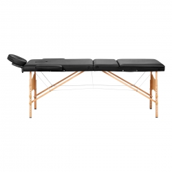 Stół składany do masażu drewniany Balance Lux 3 segmentowy 190x70 czarny