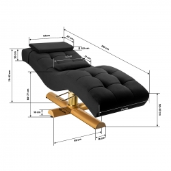 Fotel zabiegowy do rzęs Sillon Corona czarny welur ze złotą podstawą