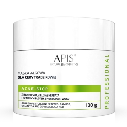 APIS Acne-Stop, maska algowa dla cery trądzikowej z bambusem, zieloną herbatą i czarnym błotem z morza martwego